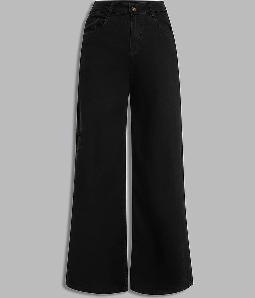 Miss Chase Women's Wide Leg High-Rise Jeans ( Black )