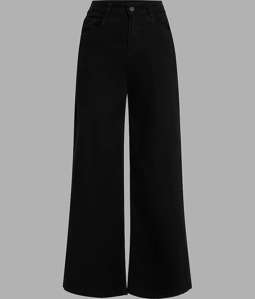 Miss Chase Women's Wide Leg High-Rise Jeans ( Black ) view 2