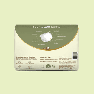 .allter Organic Bamboo Diaper Pants- Large Size (13-17kgs), 24 Pcs