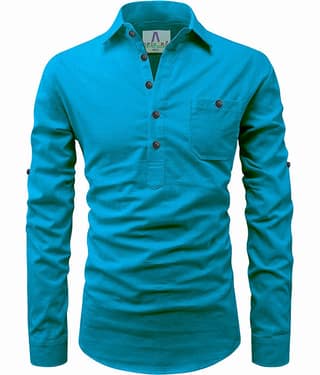 Apektra Peach Cotton Men's Shirt Style Kurta ( Pack of 1 )