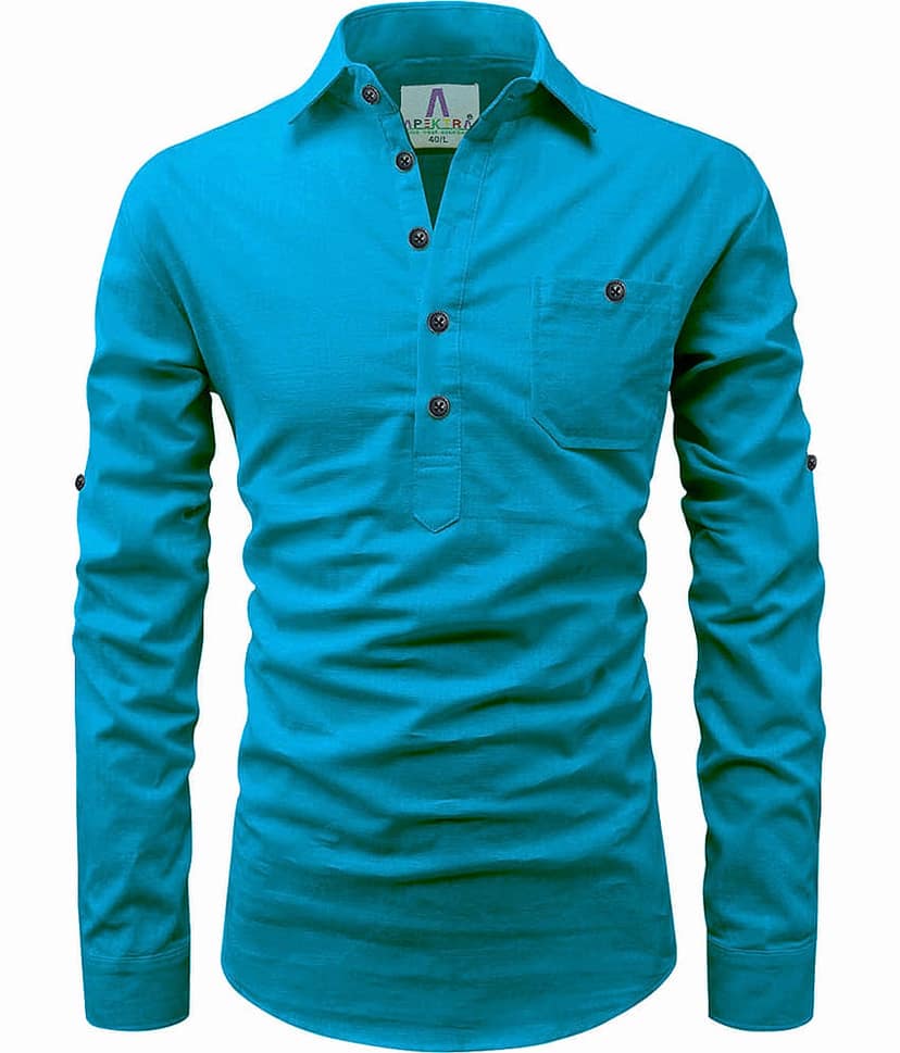 Apektra Peach Cotton Men's Shirt Style Kurta ( Pack of 1 )