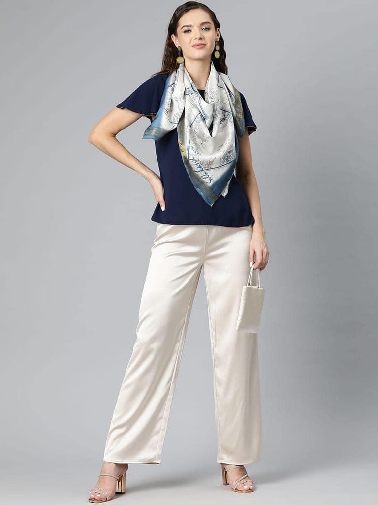 Women's Soft Silk Printed Scarves With Gold Zari view 2
