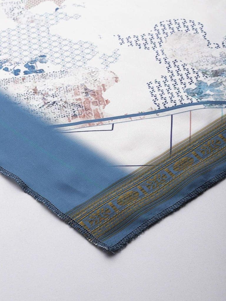 Women's Soft Silk Printed Scarves With Gold Zari view 3