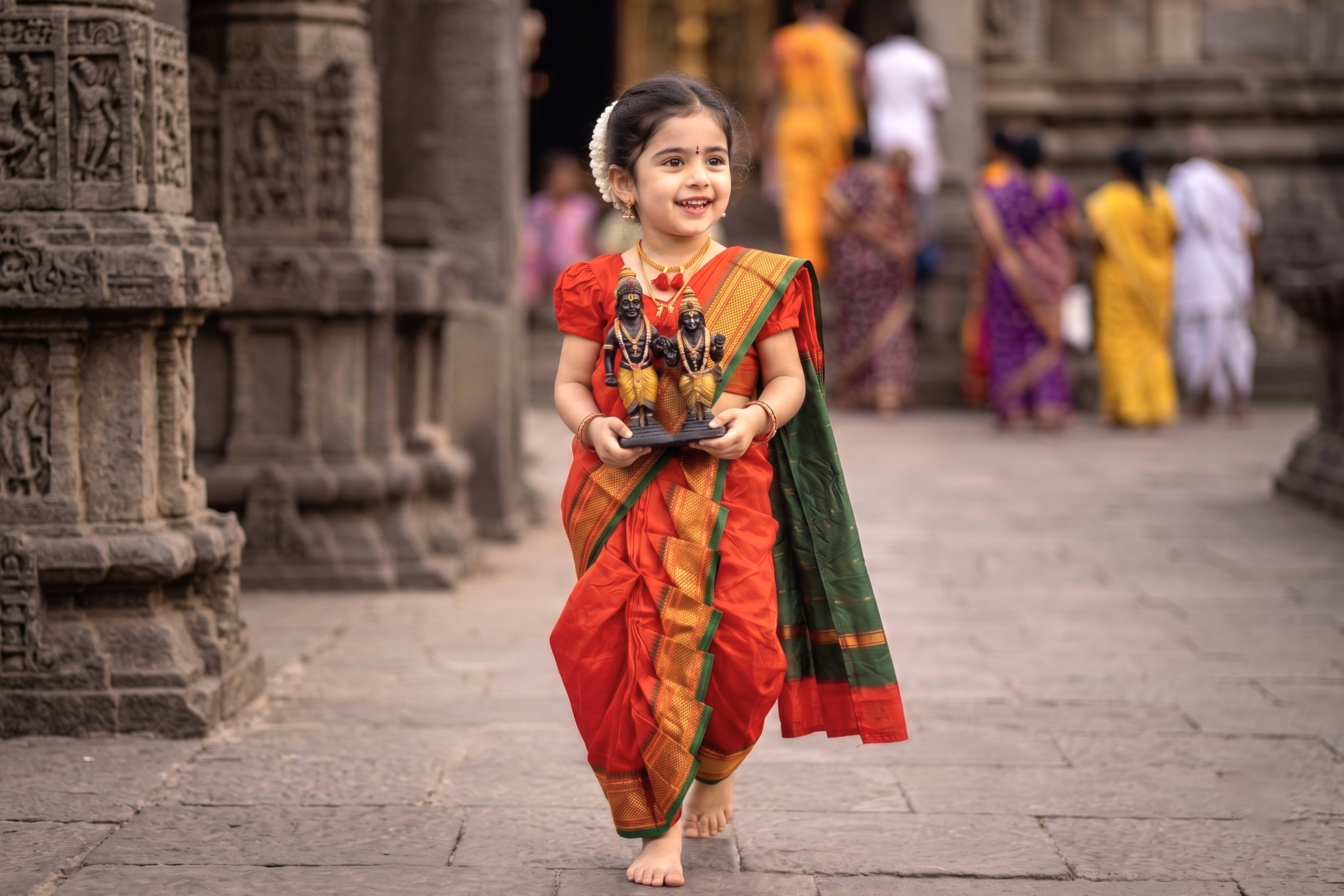 Readymade Nauvari Saree and Khun Frock Set