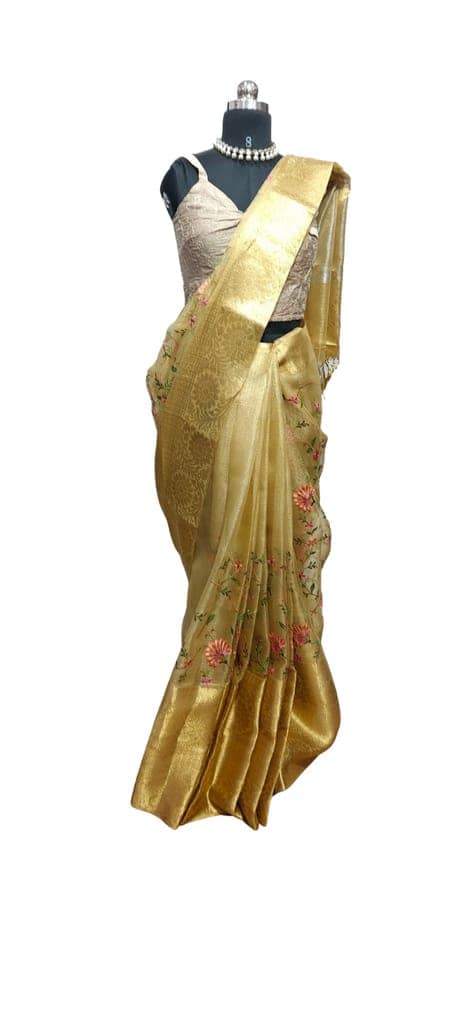 Gold Tissue Saree view 2