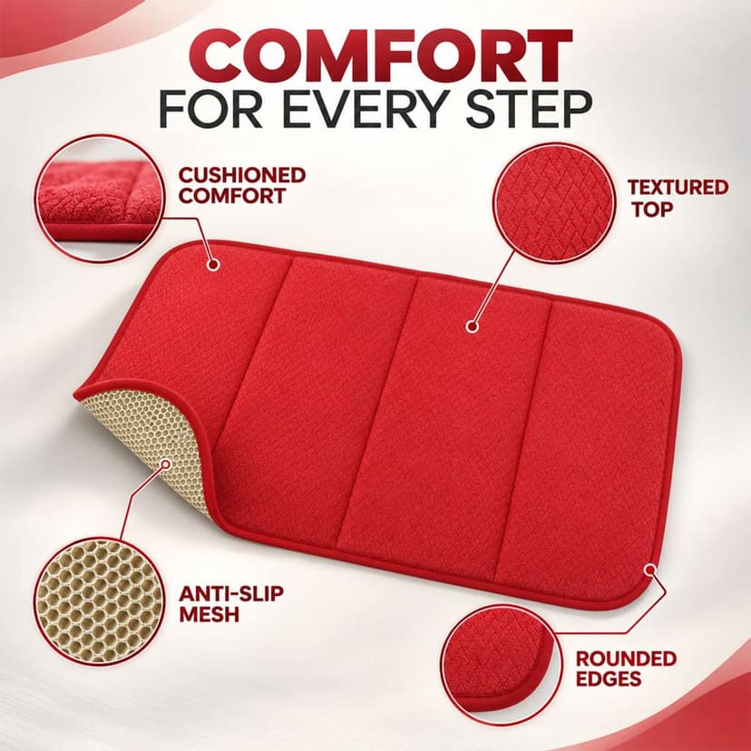Padded Bathroom Floor Mat with Textured Top and Mesh Back (1 Pc, 70x40 Cm) view 2