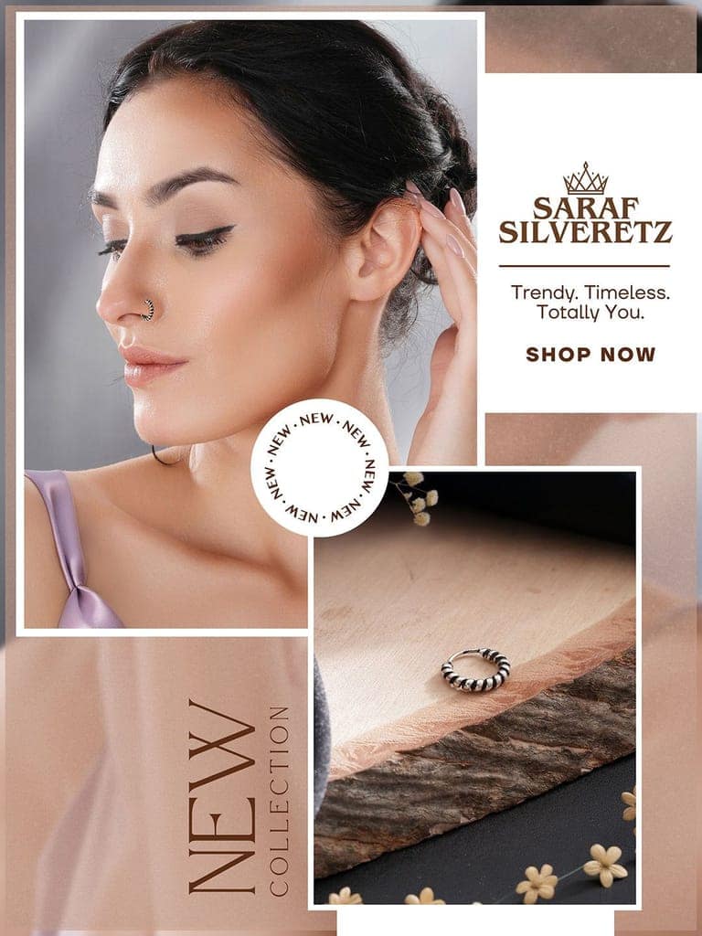 925 Sterling Silver Oxidised Hoop Bali Nose Ring view 4