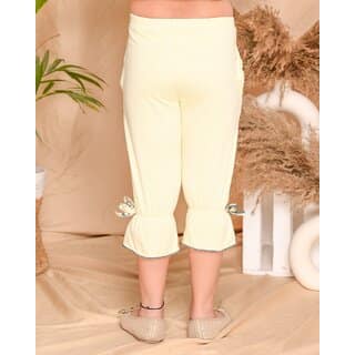 Kids Cave Capri For Girls Casual Solid Cotton Blend (Yellow Pack of 1) view 2