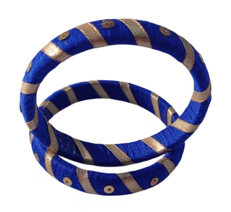 Silk Thread Bangles For Women (Blue)