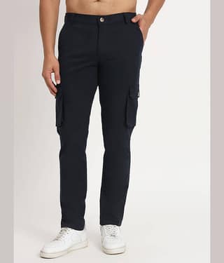 RAGZO Regular Flat Men's Cargos - Dark Blue ( Pack of 1 )