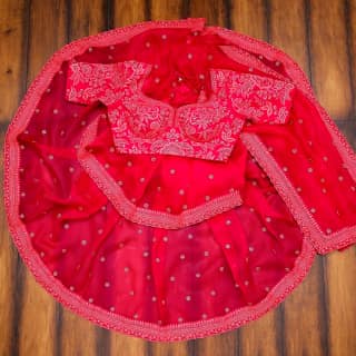 Lipstick Red Party Wear Rangoli Silk Saree (Color - Red) by SHIV TEXTILES