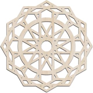 Haoser Mandala Wooden Wall Art, Traditional Star Ornament Polygonal Details, Birch Wood Plywood Rustic Wall Art Accent for Hallway Bedroom Living Room Cafes and Offices (Mandala Design-14_30CM)