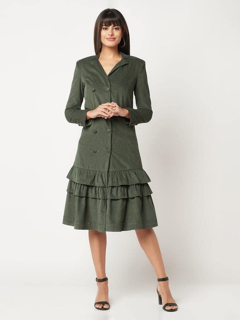 Deep Green Corduroy Dress view 3