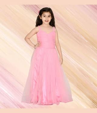 Arshia Fashions Net Gown For Girls ( Pack of 1 , Blue )
