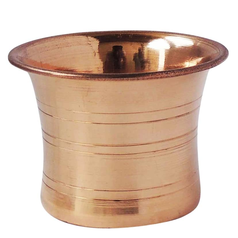 Copper Achmani Panchpatra ? Traditional Pooja Water Vessel, Height : 2.5 Inch (ZMAS305 D) view 2