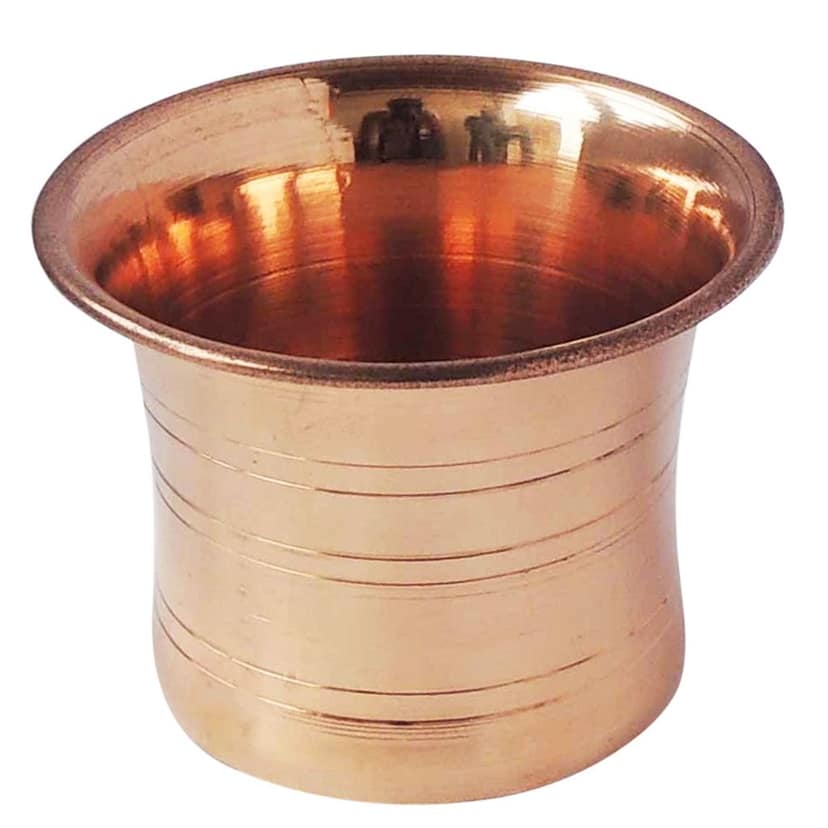 Copper Achmani Panchpatra ? Traditional Pooja Water Vessel, Height : 2.5 Inch (ZMAS305 D) view 3