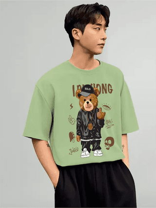 SCOTT FINCHER Men's Streetwear Hip Hop T-Shirt, Casual Short Sleeve Graphic Tee, Summer Loose Fit Cotton T-Shirt, Hipster Street Style T-Shirt : AA(ARN)LGREEN_64