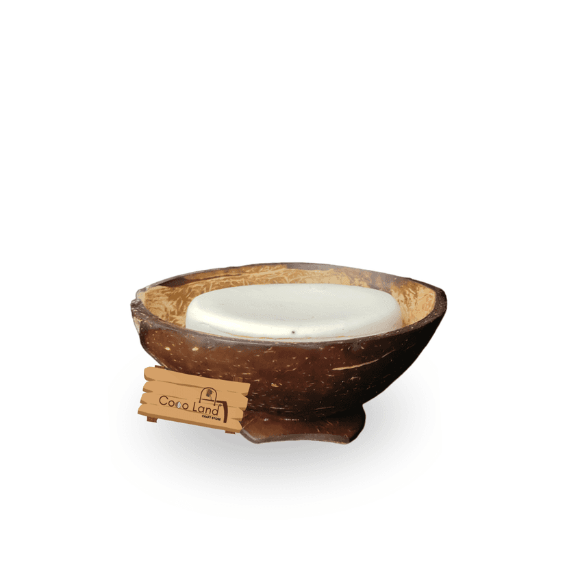 CocoLand Coconut Shell Soap Dish With base / Coconut Oil Polished