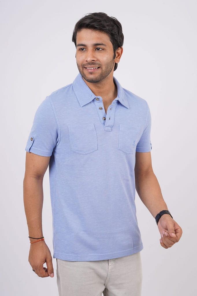 Men's Lavender Solid Polo T-Shirt view 2