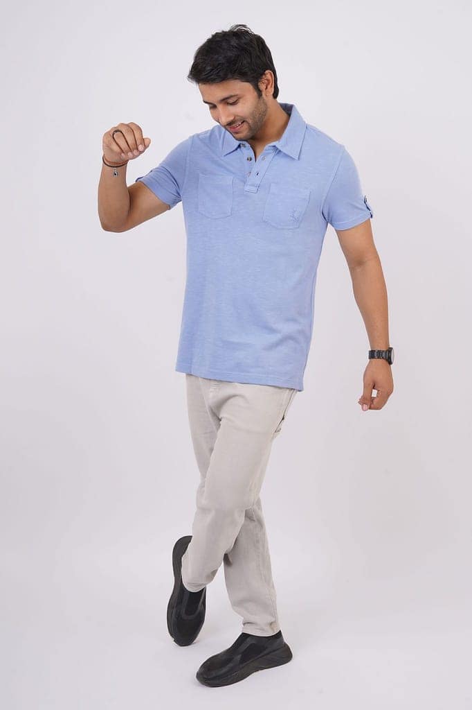 Men's Lavender Solid Polo T-Shirt view 3