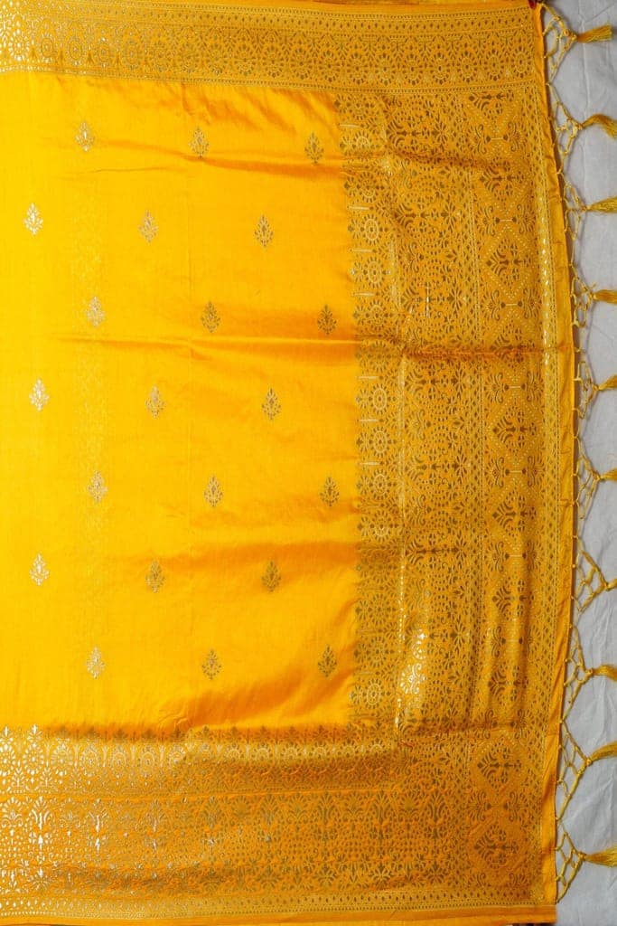 Yellow Dola Silk Saree view 4