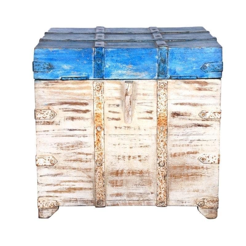 Wooden Antique Look Storage Coffee Table Trunk Box view 2