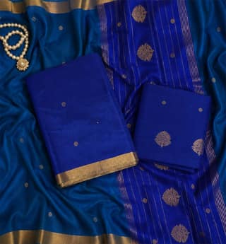 Handloom Chanderi Unstitched 3-Piece Silk By Cotton Suit Set