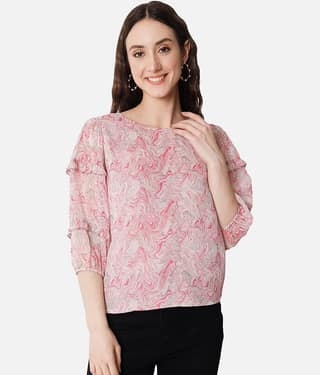 ALL WAYS YOU Women's Georgette Regular Top ( Pink )