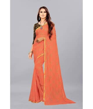 Rhey Chiffon Printed Saree With Unstitched Blouse Piece ( Grey )
