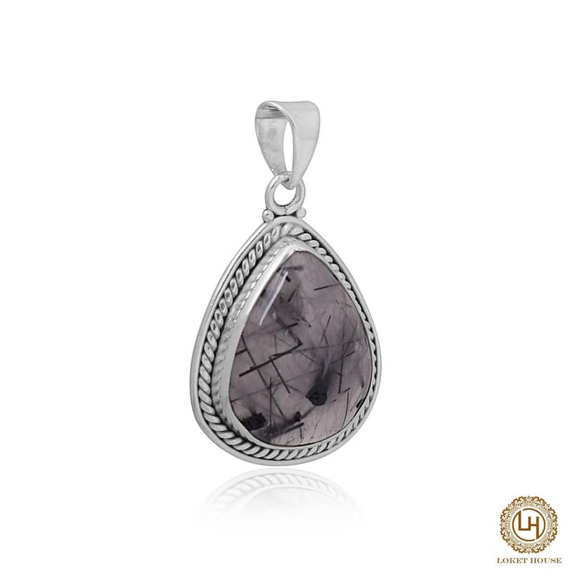 A 925 sterling silver black rutile classic handmade chian pendant view 3