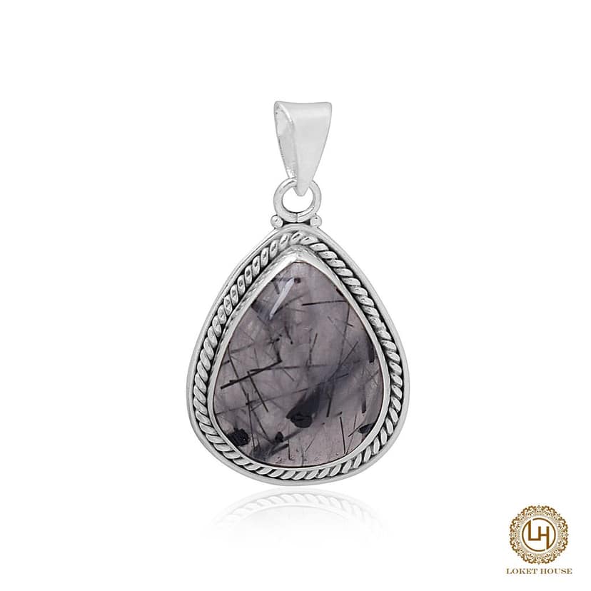 A 925 sterling silver black rutile classic handmade chian pendant view 4