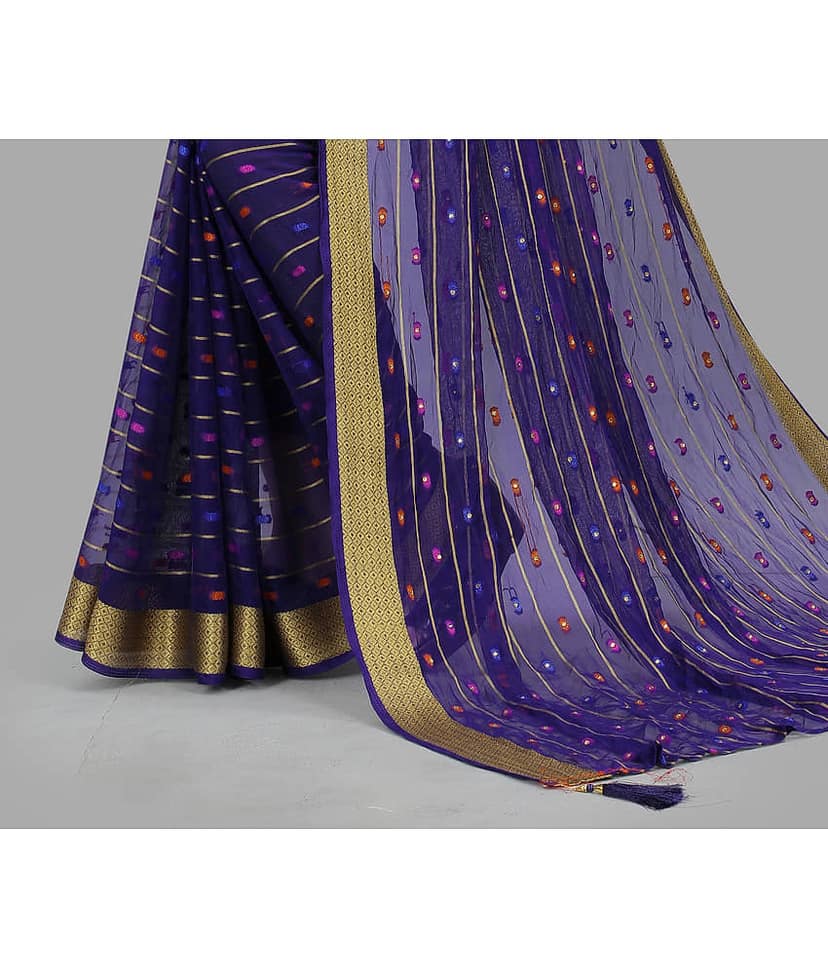 Rhey Chiffon Embellished Saree With Unstitched Blouse Piece ( Black ) view 2