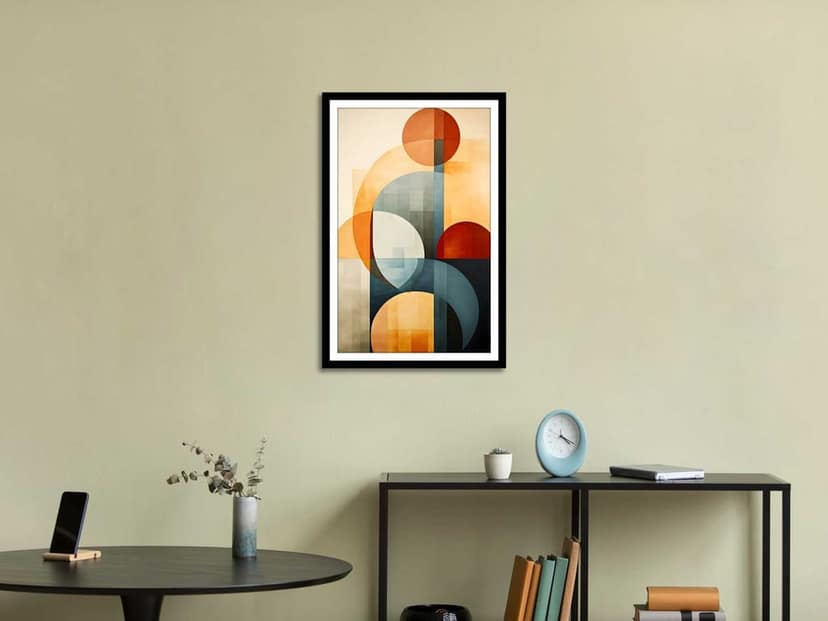 GEOMETRIC HARMONY WALL DECOR 16in X 24in WITH BLACK FRAME
