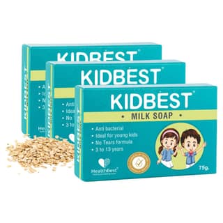 HealthBest Milk Soap for Kids | Anti-Bacterial | Normal Skin, Sensitive Skin & Dry Skin, Tear free- 75gm (Pack of 3)