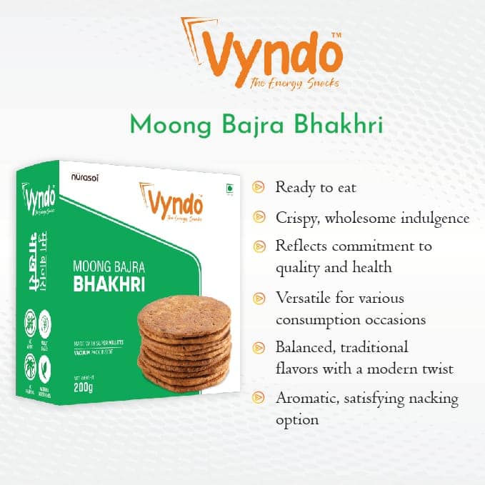 Vyndo Moong Bajra Bhakhri - 200 gm | Millet Snacks | Healthy Snacks | Gluten free view 4