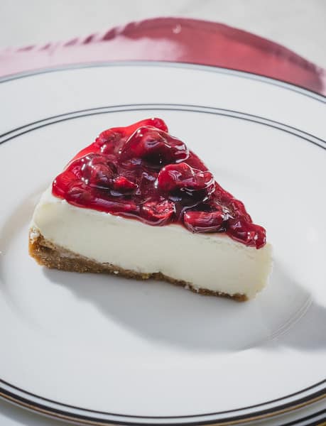 Dark cherry cheesecake slice