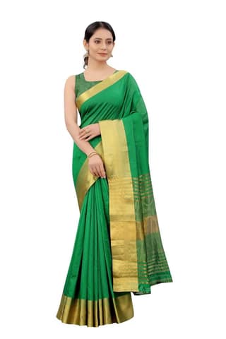 Women's Solid Woven Design Saree With Unstiched Blouse Piece