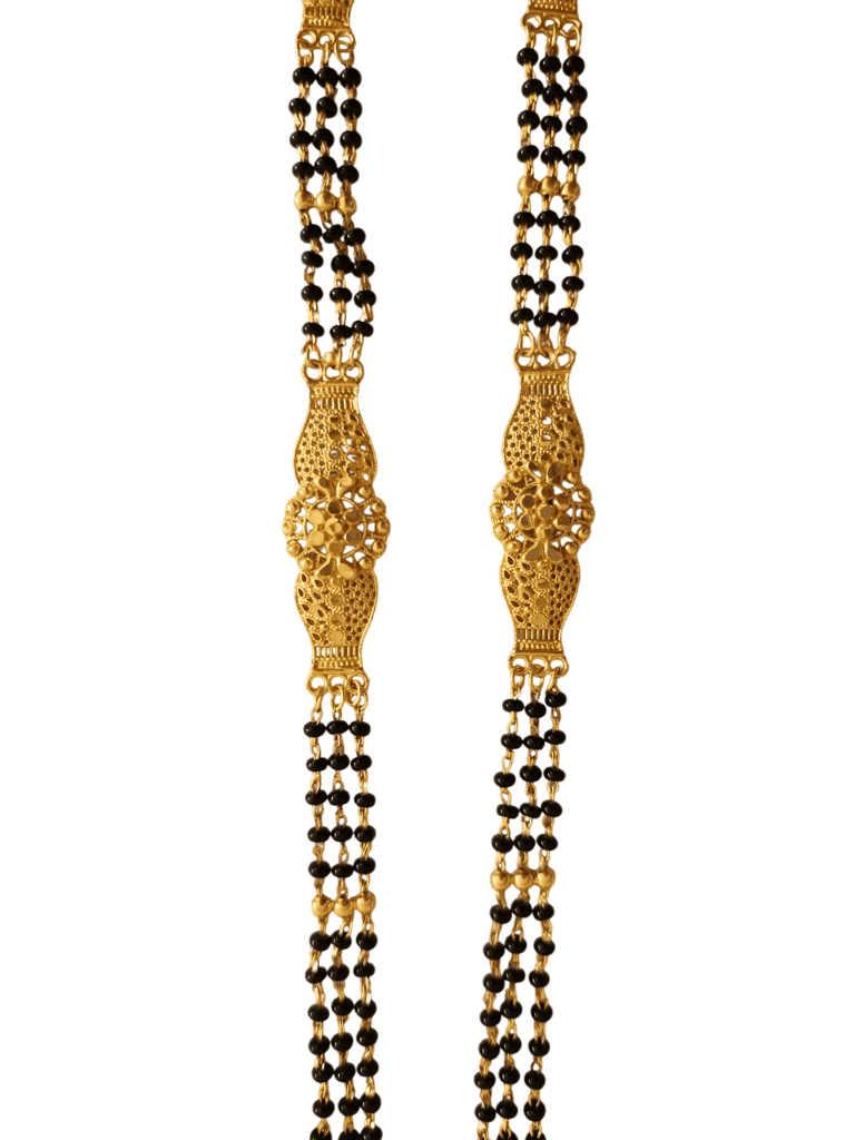 Gold Plated Traditional Marathi Mangalsutra Design With Black Beads Online view 3