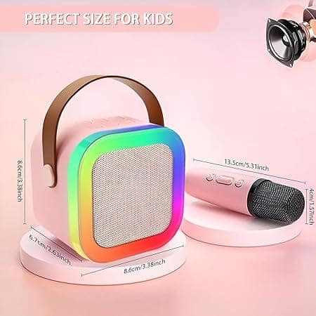 K12 Speaker Machine Bluetooth-Compatible Wireless Karaoke Mic Speaker Multi-Compatibility Modes, RGB Lights view 2