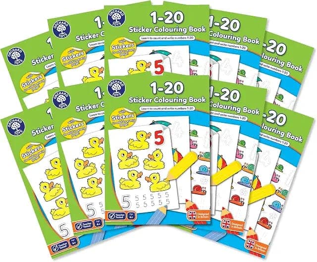 Orchard Toys 1-20 Sticker Colouring Book Engaging Educational Activity Learn to Trace and Write Numbers from 1 To 20, Teacher-Tested Designed for Preschoolers and Kids Aged 4-8 years – Pack of 10 view 3