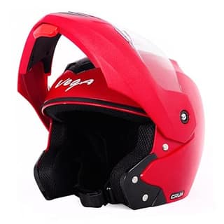 Vega Crux ISI Certified Flip-Up Helmet for Men and Women with Clear Visor(Red, Size:L) Vega Crux ISI Certified Flip-Up Helmet for Men and Women with Clear Visor(Red, Size:L) - Red / M: 57 cm
