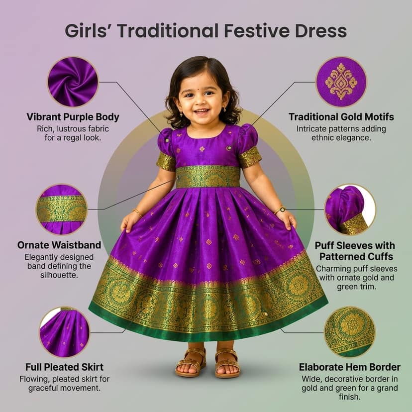 LUSTER Baby Girls Silk Satin Knee Length Frock (Month 0-6, 6-12, 12-18) (0-3 Months, Purple) view 4