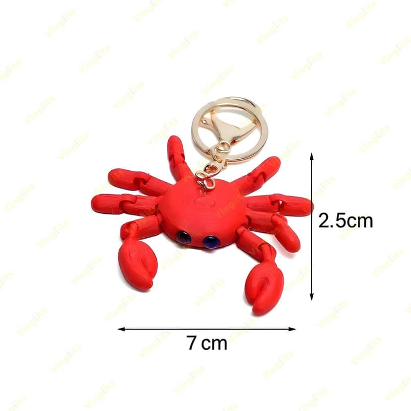 Vinglits Aqua Squad 3D Printed Keychains – Articulated Animal Toys, Pocket-Friendly Keyrings, Stress Relief Desk Toys for Kids & Adults, Collectible Accessories (Crab - Tiklu) view 2