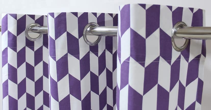 AIRWILL Cotton Classic Diamond Purple Geometric & Solid Pattern Long Door Curtains 275 / 9ft Length - (Purple, Pack of 4) view 2