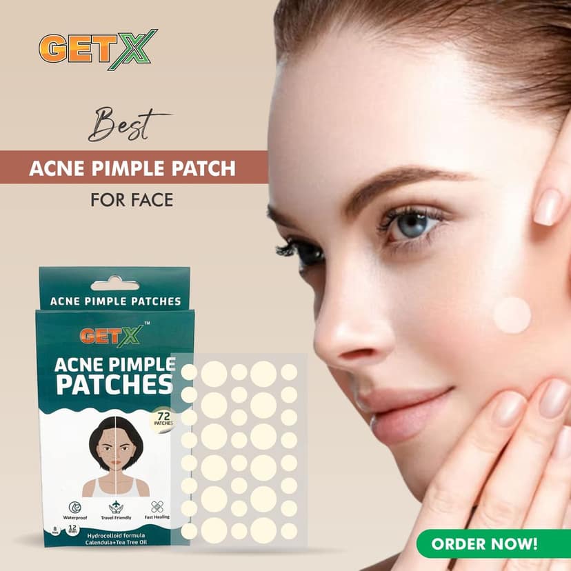 GETX Acne Pimple Patches - 72 Hydrocolloid Waterproof Patches for Active Acne | Absorbs Oil Overnight & Reduces Scarring | Ultra-thin, Transparent, Quick-Acting Treatment | Safe for All Skin Types - For Him & Her | 2 Sizes view 7