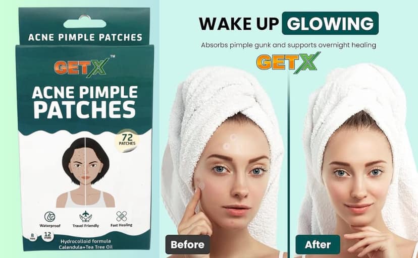 GETX Acne Pimple Patches - 72 Hydrocolloid Waterproof Patches for Active Acne | Absorbs Oil Overnight & Reduces Scarring | Ultra-thin, Transparent, Quick-Acting Treatment | Safe for All Skin Types - For Him & Her | 2 Sizes view 8