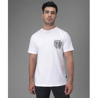 Unperfekt Mens White Graphic Print 100% Cotton Round Neck T-Shirt