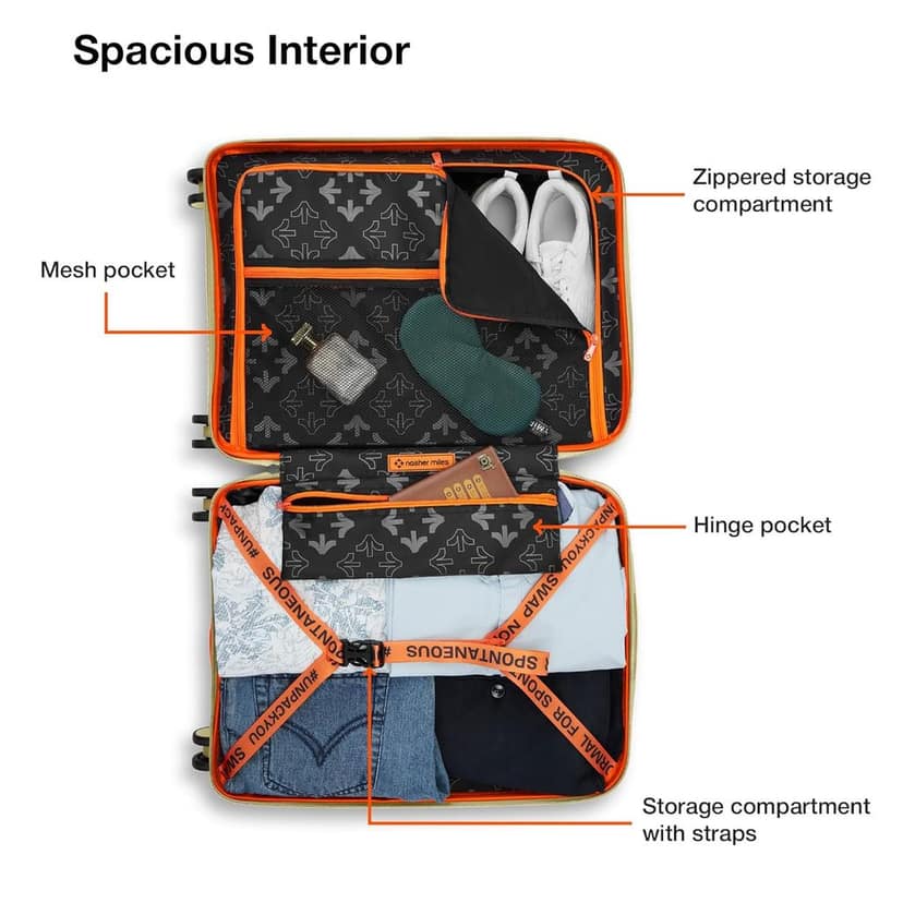 Nature Miles Rolling Suitcase - Light Yellow & Orange Accents view 3