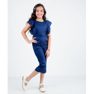 Kids Cave Solid Girls Jumpsuit