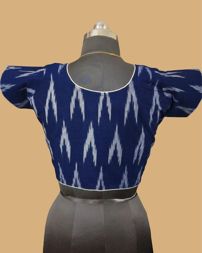 Pure Cotton Blouse Dark Blue Color Ikkat Design (Size: 34-46)-1928 view 3